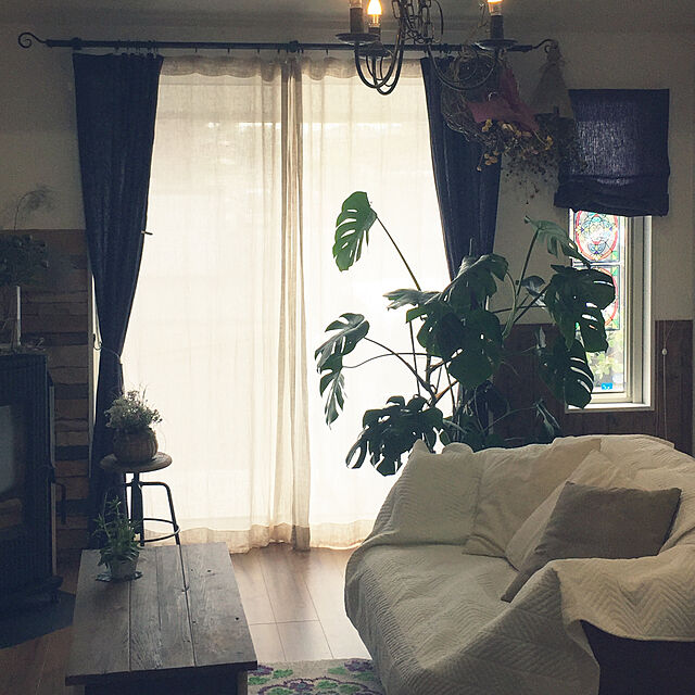 mamaの無印良品-綿帆布プリーツカーテン／オフ白の家具・インテリア写真