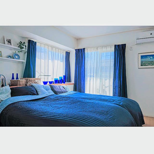 hiyo.pietのイケア-IKEA Original INDIRA ベッドカバー ダークブルー シングルサイズ用 150x250 cmの家具・インテリア写真
