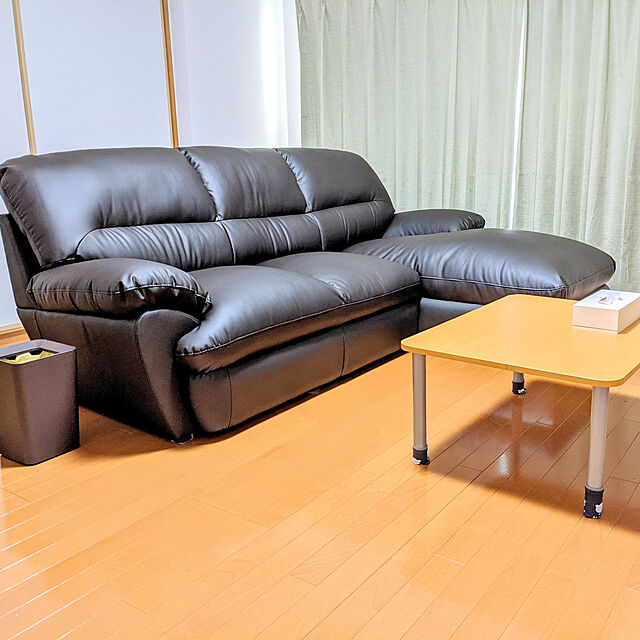 mamakari310のニトリ-合皮カウチソファ(Nシールド ビット3LC DBR) の家具・インテリア写真