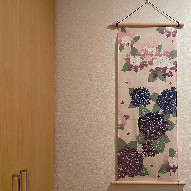 naonaoのケイス-濱文様　絵てぬぐい　あじさいの庭　ベージュ　約90×34cm　綿100％　日本製　新品の家具・インテリア写真