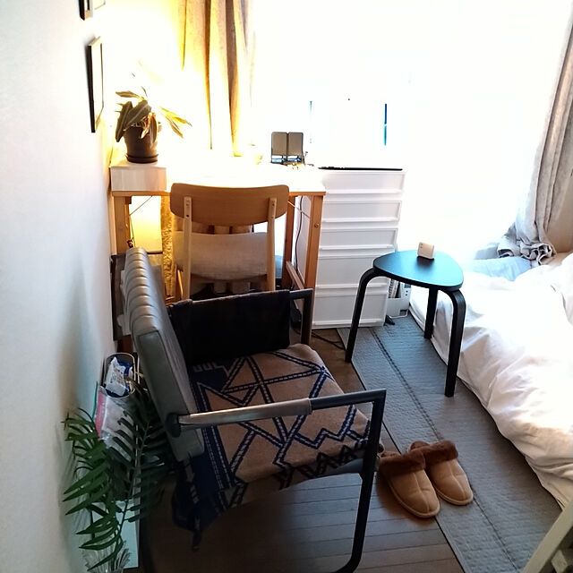 emiの無印良品-無印良品 洗いざらしの綿キルティングラグ 100×195cm グレー 良品計画の家具・インテリア写真