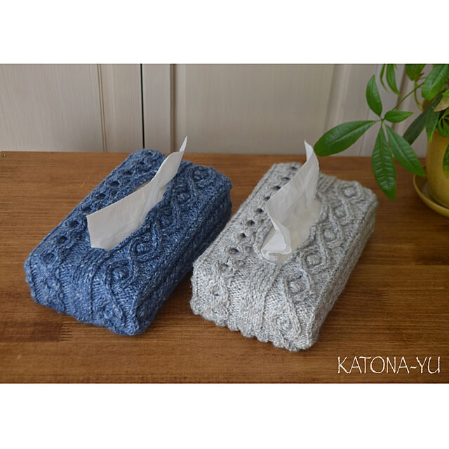 katona-yuの-《送料込み》ボックスティッシュケース デニムカラー（ブルー、グレー）の家具・インテリア写真