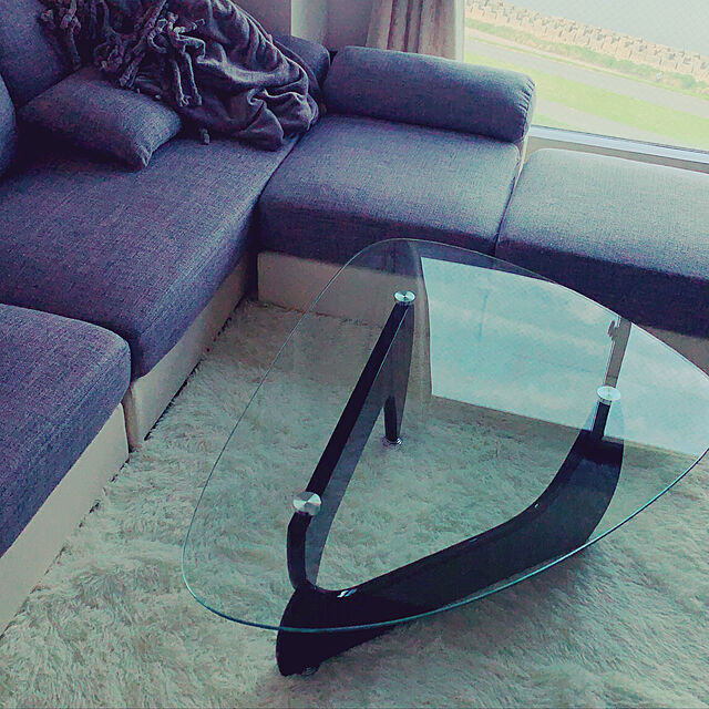 misuzuの不二貿易-不二貿易(Fujiboeki) ガラスセンターテーブル ウォルナット 幅100×奥行75cm ガラス ルーク 【2梱包】 96142の家具・インテリア写真