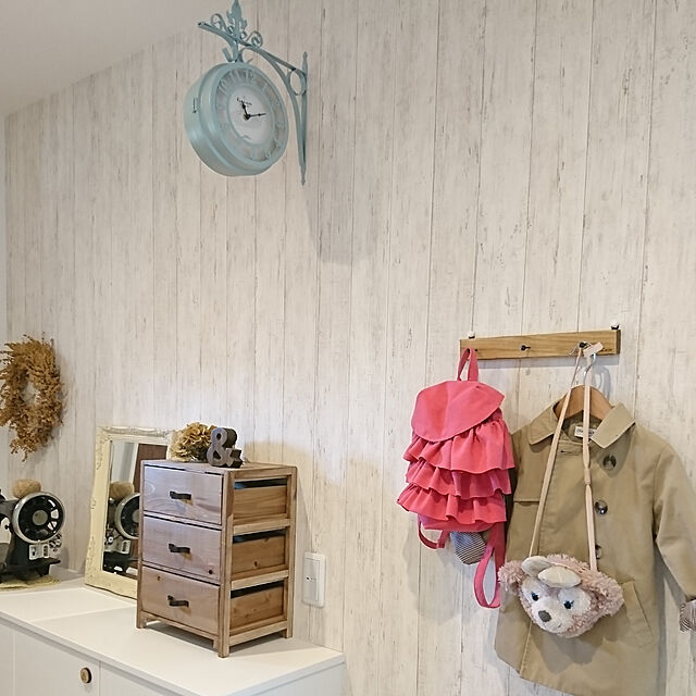 haru-yuaの-アンティーク風 雑貨 アンティークミラー レクト アイボリー L 壁掛け鏡 巾38×奥行3.5×高さ47.5cmの家具・インテリア写真