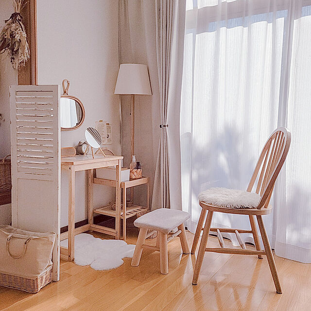 RinRinの-salut!(サリュ) ライフスタイル 【人気のテーブルミラー】スタンドバンブーミラー ホワイトの家具・インテリア写真
