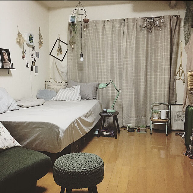 Aikoの無印良品-オーガニックコットンふとんカバーセット／ライトブルー／太ストライプ ベッド用の家具・インテリア写真