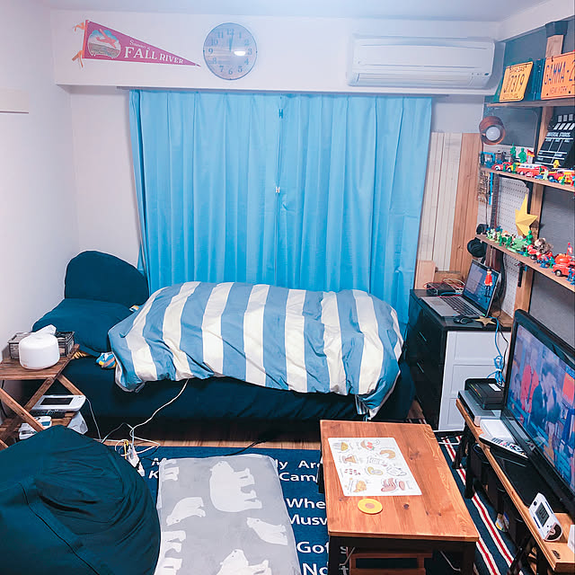 Ayumi.0919のニトリ-遮光1級・遮熱・遮音・315サイズカーテン(フェズリ ブルー 100X178X2) の家具・インテリア写真