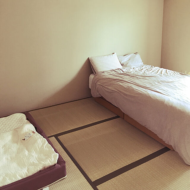 Hanaの無印良品-無印良品 ベッドフレーム下収納・小・オーク材 幅80×奥行60.5×高さ19cm 02554033の家具・インテリア写真