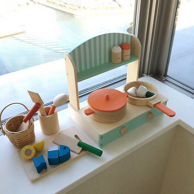 acoの-木製 鍋フライパンセット スイートリトルシェフ(1セット)【ベルニコ】[おもちゃ 遊具 ままごとグッズ]の家具・インテリア写真