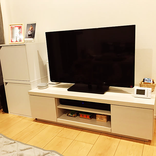 kaaのアイリスオーヤマ-テレビ台 ローボード おしゃれ 収納 テレビボード アイリスオーヤマ 幅100cm 北欧 シンプル ボックステレビ台 ESCUBO(エスクーボ)  BAB-100の家具・インテリア写真