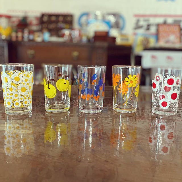 アデリアレトロ グラス 5個セット 中コップ8 送料無料 可愛い花柄 5柄