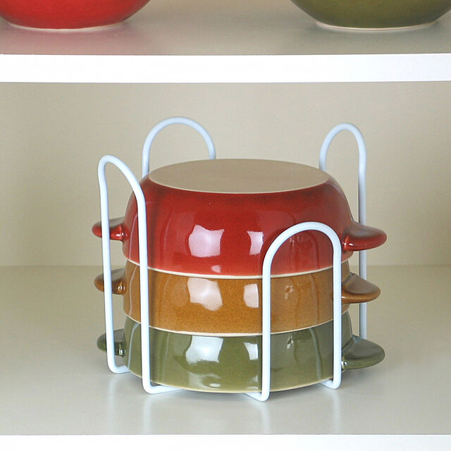 SunExcel の-［えつこの重ねて安心ラック L ］ 収納 キッチン 食器棚 お皿 ボウル 鉢 地震対策 ホワイト 日本製の家具・インテリア写真