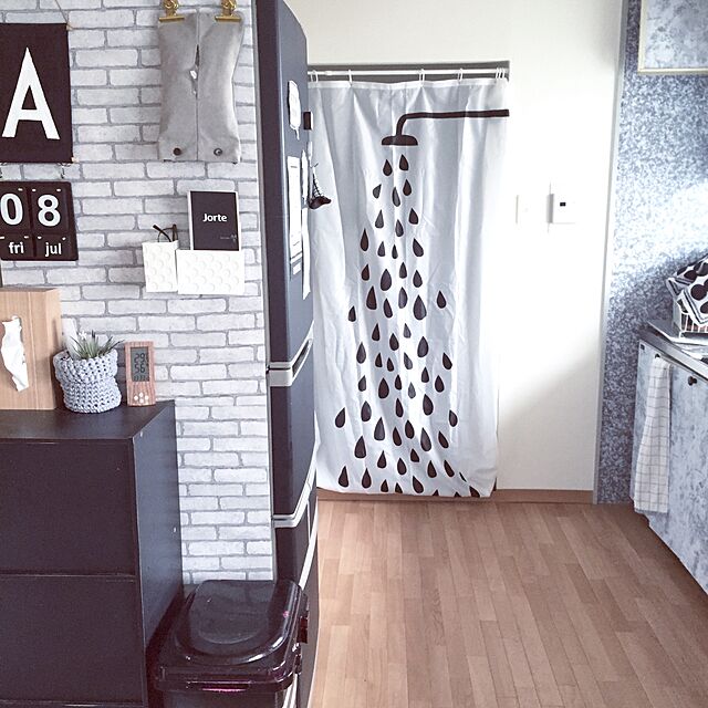 kakihomeのイケア-イケア 通販 ikea IKEA TVINGEN シャワーカーテン ホワイト,ブラックの家具・インテリア写真