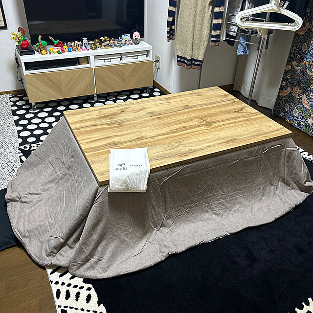 atsukoの無印良品-無印良品 綿フランネルヘリンボーンこたつふとん 楕円 長方形用 180×237cm ダークベージュ 良品計画の家具・インテリア写真