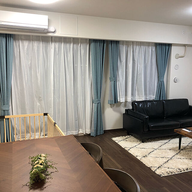 yumimiのニトリ-3人用合皮ソファ(3P PVCソファ BK) の家具・インテリア写真