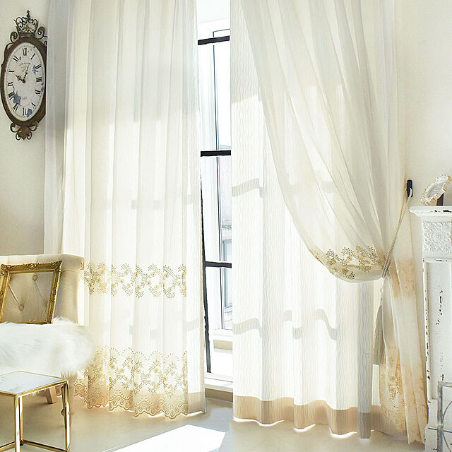 wakuwaku_curtainの-カーテン オーダー 白 ホワイトシャロン ホワイト 非遮光 白いカーテン シンプル ストライプ 無地 上品 モダン 個性的 ウォッシャブルの家具・インテリア写真