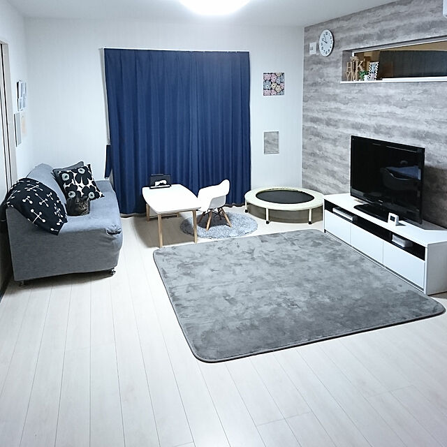 ka-koのニトリ-アーム付きソファ用 ストレッチカバー(モク GY 3人掛け用) の家具・インテリア写真