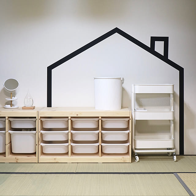miyaのイケア-収納ボックス付き おもちゃ箱 子供収納 IKEA イケア TROFAST トロファスト ライトホワイトステインパイン, ホワイト 292.408.77の家具・インテリア写真