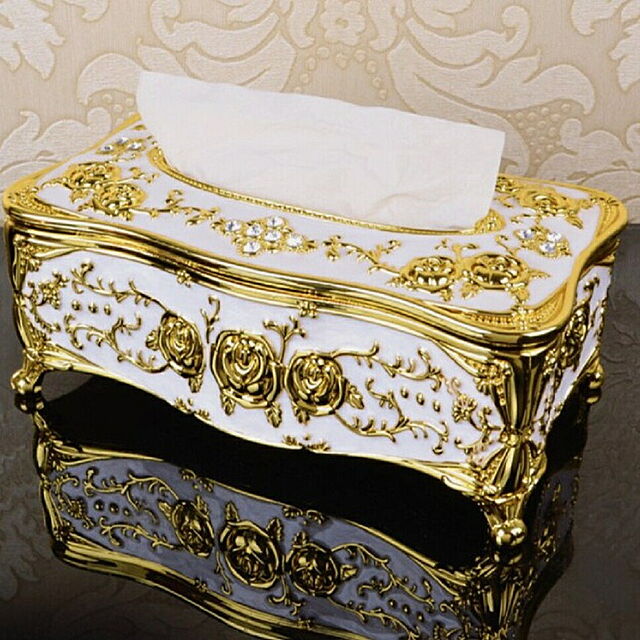 aiojapanの-薔薇 ティッシュケース アンティーク ヨーロッパ 中世 宮殿 ボックス インテリア 小物入れ 贈り物 プレゼント 小道具 舞台 シルバー ゴールドの家具・インテリア写真
