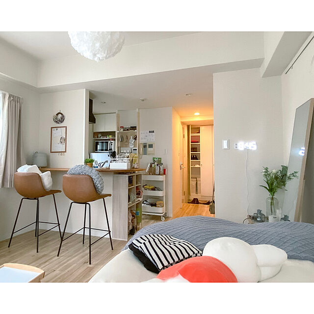 kikiのニトリ-棚・コンセント付きチェストベッドフレーム(S OAK) の家具・インテリア写真