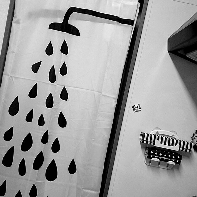 nico.nikoのイケア-IKEA/イケア　TVINGEN　シャワーカーテン　ホワイト　ブラックの家具・インテリア写真