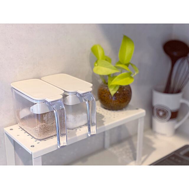 sasaeriの-2個セット マーナ MARNA パッキン付き調味料ポット 密閉フタ 片手ですり切り 湿気防止 衛生的 食洗器不可 約370ml グッドロックコンテナの家具・インテリア写真
