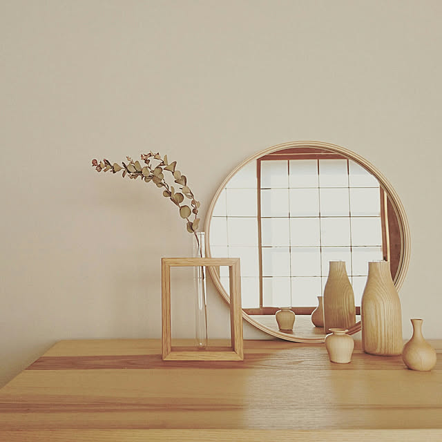 yumihoの-加藤木工 カトモク 鏡 壁掛け ミラー ウォールミラー 丸 木製 フレーム 木枠 円形 壁掛けミラー ナチュラル KATOMOKU plywood mirror 日本製 30.4cm KM-48LNの家具・インテリア写真