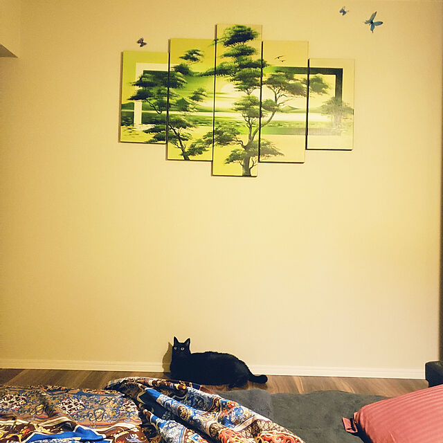 zenoの-【襖絵のようなデザイン】絵画 風景画 人気 インテリア 壁掛け 和モダンアート アートパネル 油絵 和風 和柄 5枚組 油彩画の家具・インテリア写真