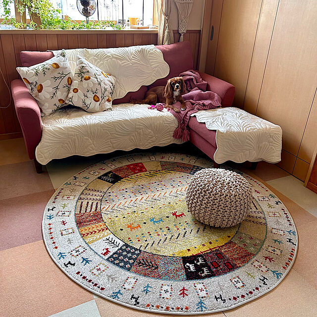 juncocoの萩原-プフ ニットクッション ブレイド 約35×35×25cm 円形 丸型 オットマン テーブル （ クッション スツール 萩原 モロッコ フロアクッション フロアチェア ）の家具・インテリア写真