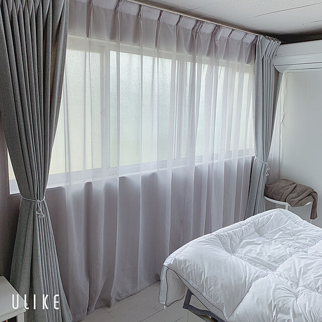 ShihoのTopfinel-Topfinel レースカーテン UVカット 無地 幅100ｘ丈110cm 2枚組 ホワイト （全7サイズ5色）の家具・インテリア写真