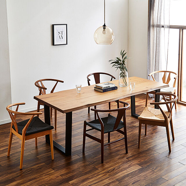 KAGUCOCOのKAGUCOCO-テーブル単品 一枚板風 天然木 ダイニング 無垢材継ぎ継ぎ一枚板風テーブル 耳付き テーブルのみ 幅210cmの家具・インテリア写真