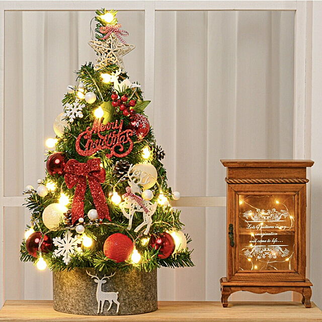 aiojapanの-クリスマスツリー レッドorゴールド オーナメント付き LED付き 90cm ツリー オーナメント 誕生日 飾り付け 室内 デコレーションの家具・インテリア写真