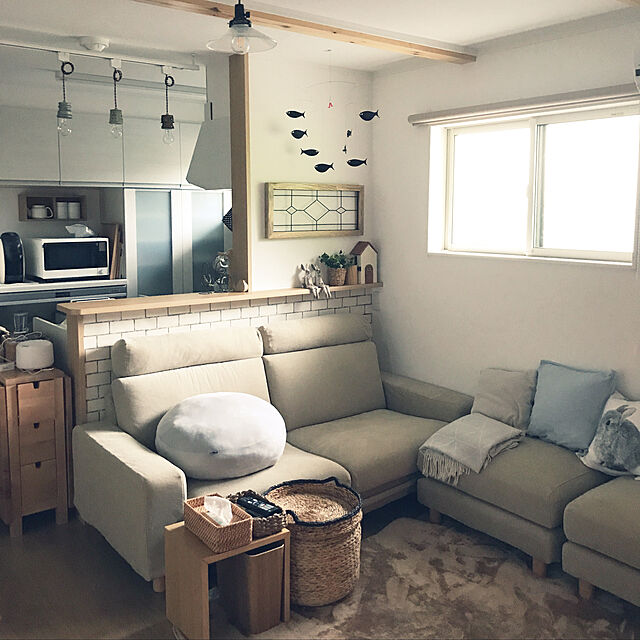 Oboro-tofuの無印良品-綿シェニール・ライトグレー・ソファ本体ワイドアーム用カバーの家具・インテリア写真