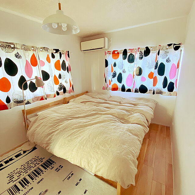 NOIRのイケア-IKEA・イケア カーテン・ブラインド BOLLKAKTUS カーテン1組, ホワイト/ブラック, ピンク, 145x250 cm (202.323.15)の家具・インテリア写真