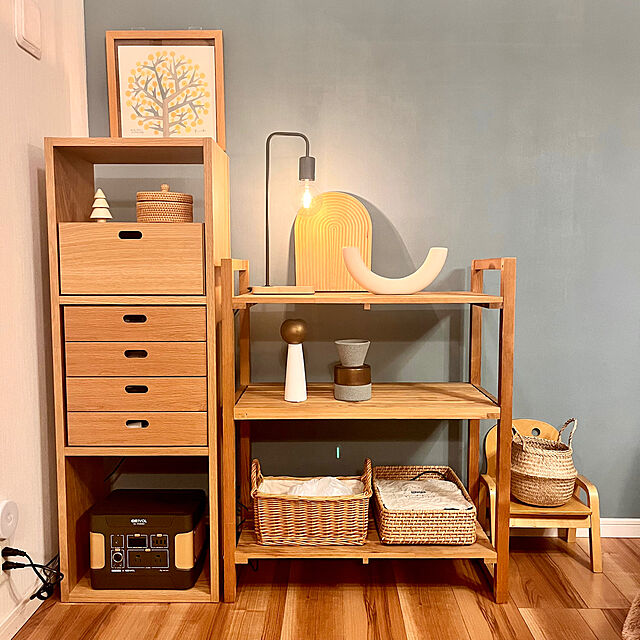 amの無印良品-無印良品 スタッキングシェルフ･3段･オーク材 コの字棚付の家具・インテリア写真