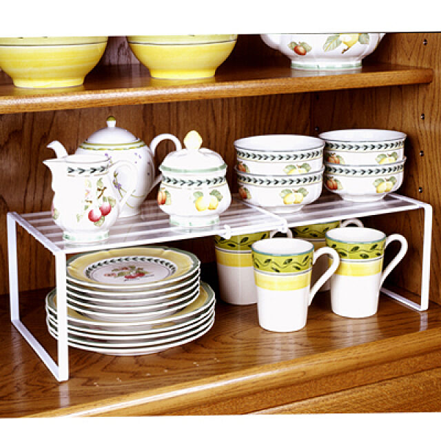 SunExcel のサン・エクセル-［えつこのスライドフリーラック＜プレート付＞］ 収納 キッチン 食器棚 キャビネット カップ お皿 ホワイト 日本製の家具・インテリア写真