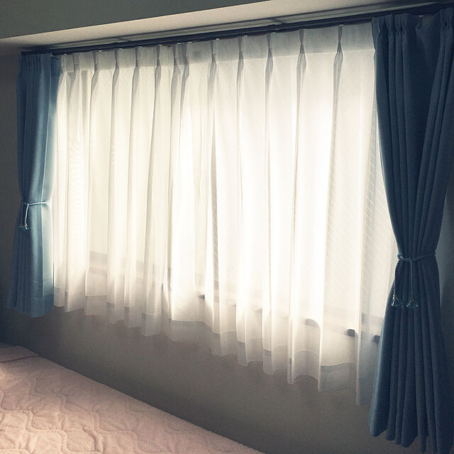 m_herylsのニトリ-遮光2級・防炎カーテン(プレミア ブルー 100X110X2) の家具・インテリア写真