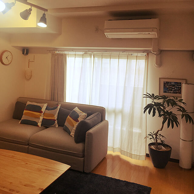 muuのニトリ-通風・遮熱・遮像レースカーテン(エアトース ボーダー100X176X2) の家具・インテリア写真