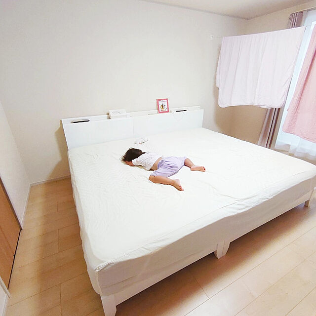 miyuのニトリ-[幅141cm] ダブルベッドフレーム(カイト3-S LEG) ダブル ベッド ベッドフレーム すのこベッド 2口コンセント付き  【配送員設置】 【5年保証】の家具・インテリア写真