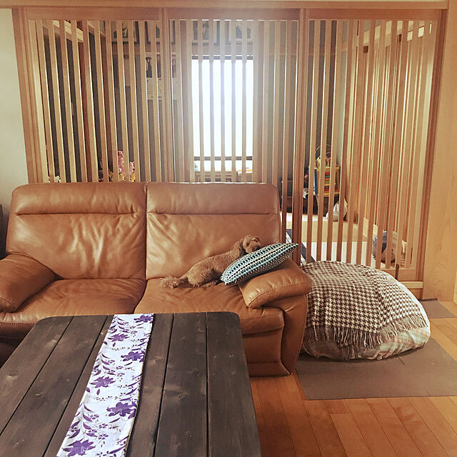 yukichi.wanwaのニトリ-3人用本革ソファ(Z-637 BR) の家具・インテリア写真