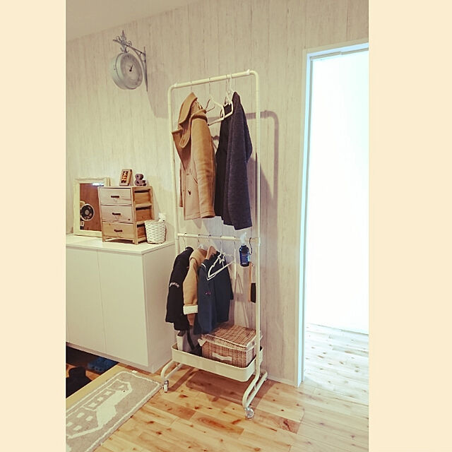 haru-yuaの-アンティーク風 雑貨 アンティークミラー レクト アイボリー L 壁掛け鏡 巾38×奥行3.5×高さ47.5cmの家具・インテリア写真