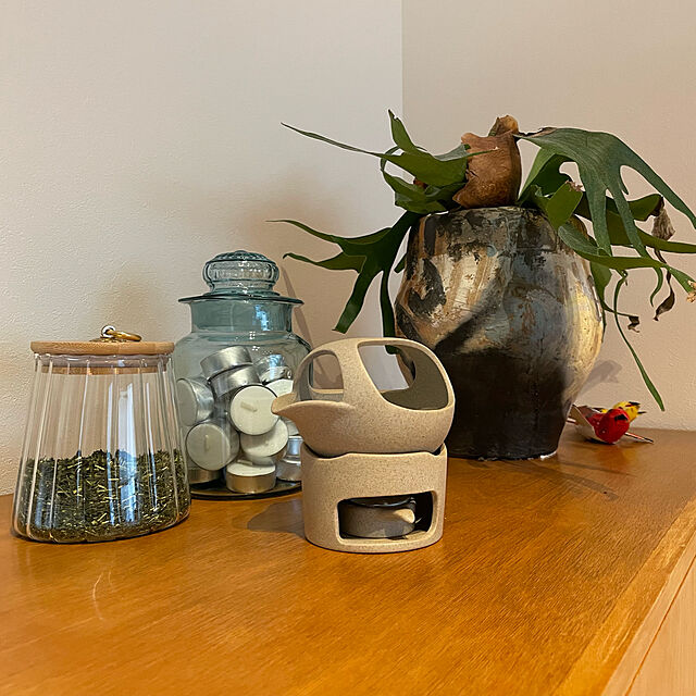 maruのRareCi-RareCi ガラス瓶竹蓋付きキャニスター気密収納容器金属ハンドルコーヒーティースパイスのための小さなガラス食品瓶とキャニスター (エルレンマイヤーフラスコ)の家具・インテリア写真