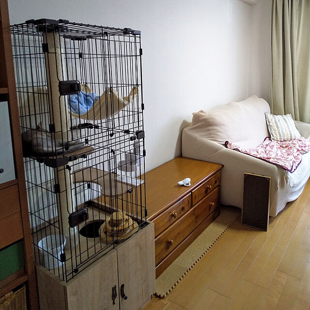 akeru.h0717のアイリスオーヤマ(IRIS OHYAMA)-猫 ケージ 猫ゲージ  大型 3段 おしゃれ キャットケージ ペットケージ 防災 アイリスオーヤマ 隠れ家キャットランドケージ スリム PKC-600 新生活の家具・インテリア写真