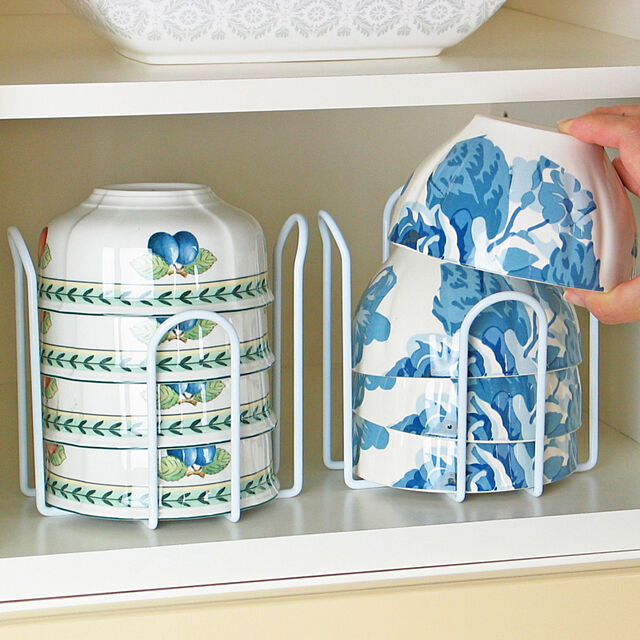 SunExcel の-［えつこの重ねて安心ラック M 2個組］ 収納 キッチン 食器棚 お椀 お茶碗 カップ 地震対策 ホワイト 日本製の家具・インテリア写真
