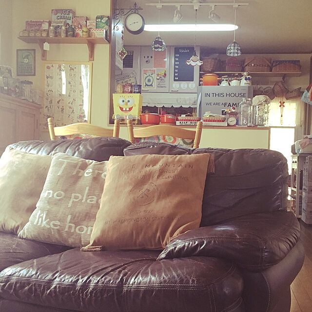 LEMONEDのニトリ-本革3人用ソファ(ビンテージ3 KD DBR) の家具・インテリア写真