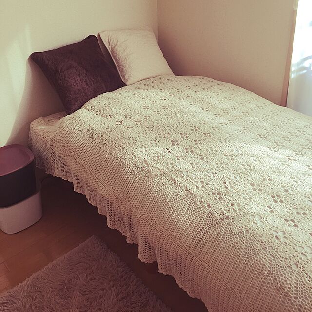 shiroの-手編みレース・クロシェットのベッドカバー・アイボリー・シングルサイズ・220×160cmの家具・インテリア写真