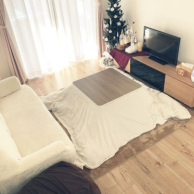Mのニトリ-アーム付きソファ用 ストレッチカバー(フランネルT 3人掛け) の家具・インテリア写真