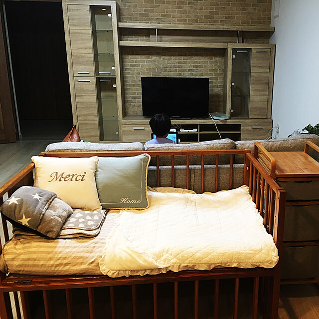 mariのニトリ-布張りカウチソファ(ローエン2 LGY) の家具・インテリア写真