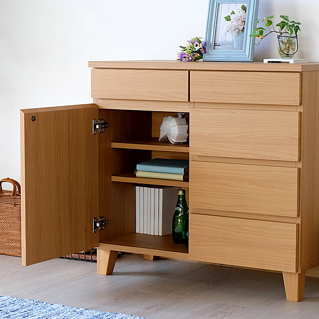 isseiki_furnitureのISSEIKI-ISSEIKI サイドボード MDF ナチュラル 80 RYON SIDE BOARD 80 (MF-NA) キャビネット 木製 小型 キャビネット 幅80cmの家具・インテリア写真