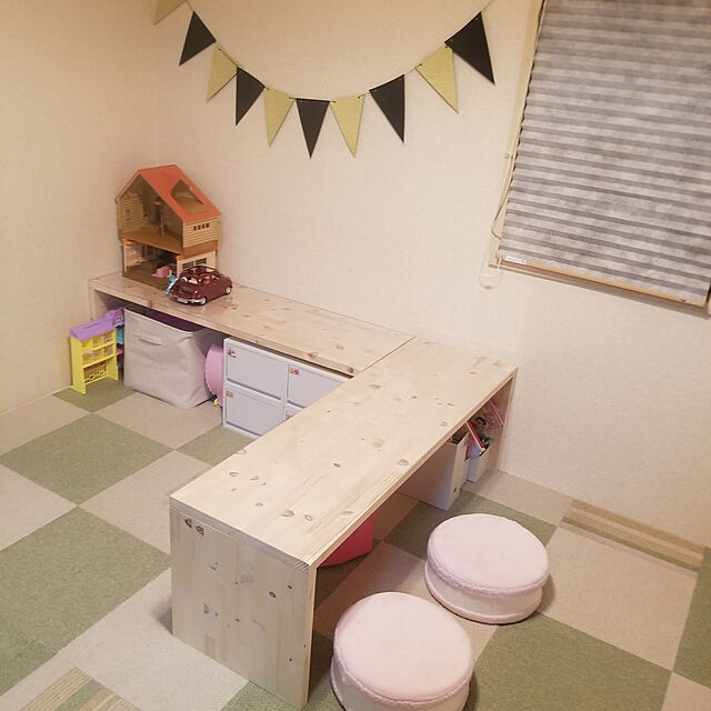 kotowakaのニトリ-キッズ低反発スツール(マカロンPI) の家具・インテリア写真